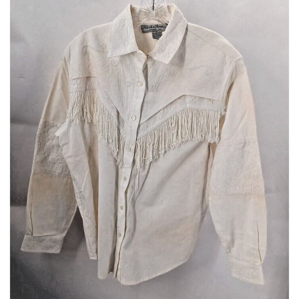 Fringed Western Button-Down Shirt in Cream by Richardson